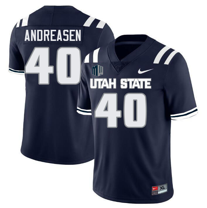 Utah State Aggies #40 Zion Andreasen College Football Jerseys Stitched-Navy